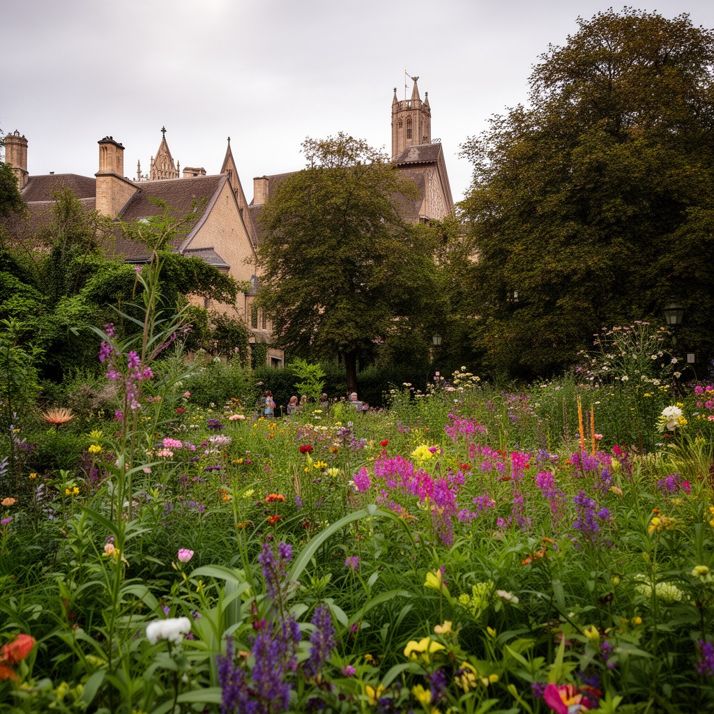 AI-generated illustration of Cambridge University Botanic Garden