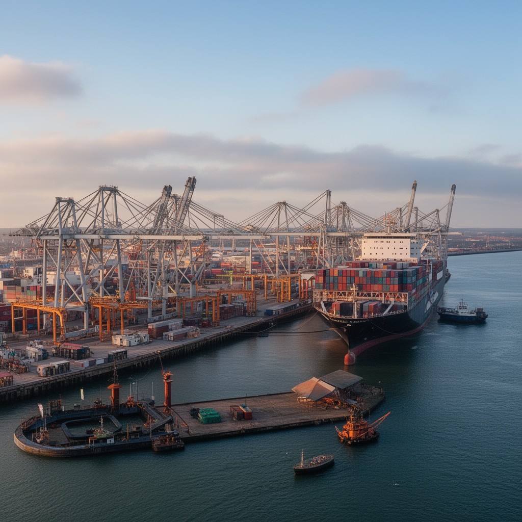 AI-generated illustration of Liverpool2 container terminal