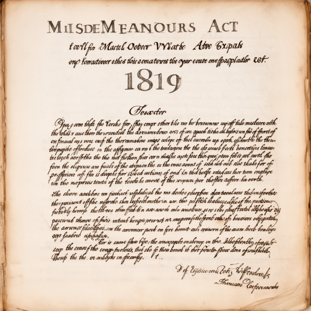 AI-generated illustration of Misdemeanours Act 1819
