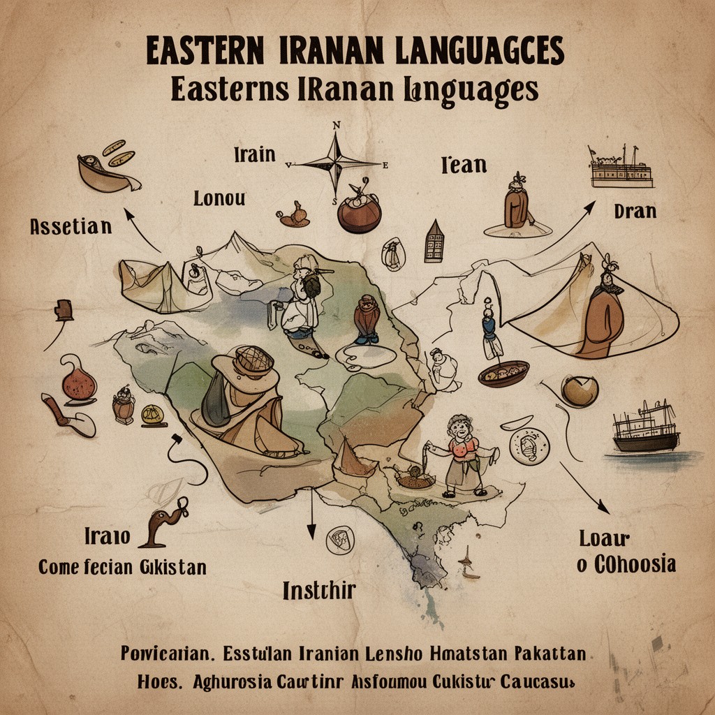 AI-generated illustration of Eastern Iranian languages