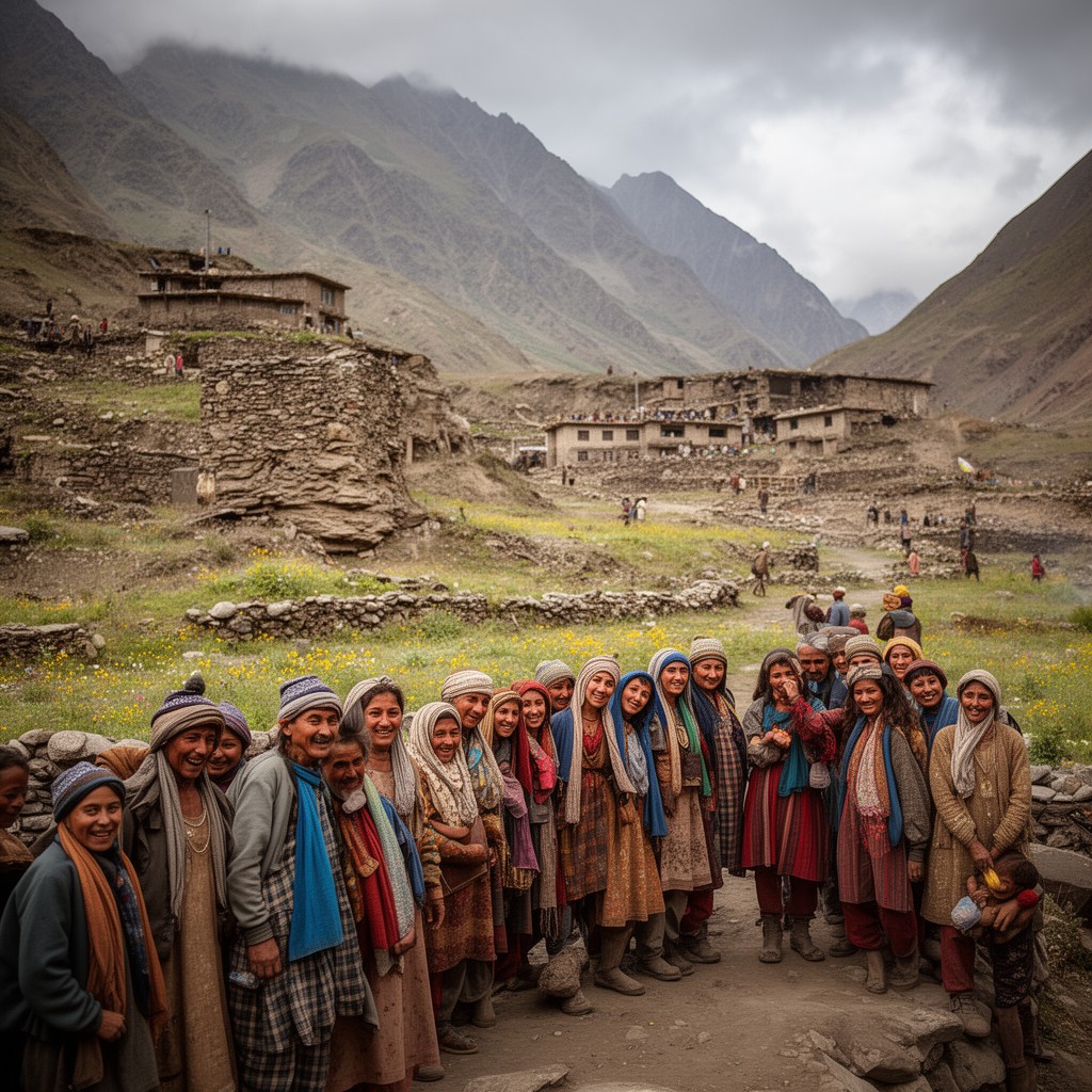 AI-generated illustration of Nuristani people