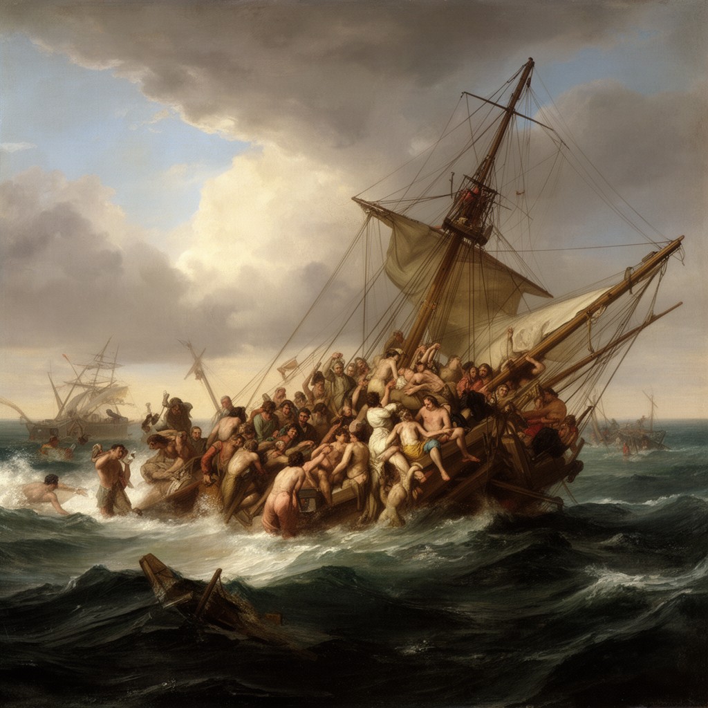 AI-generated illustration of The Raft of the Medusa