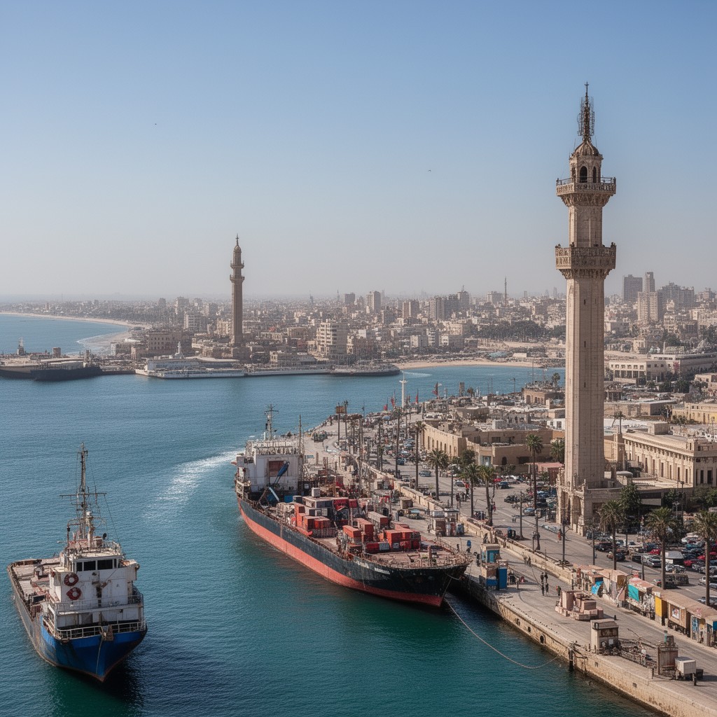 AI-generated illustration of Port Said