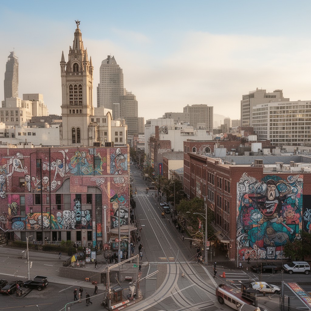 AI-generated illustration of Downtown Oakland