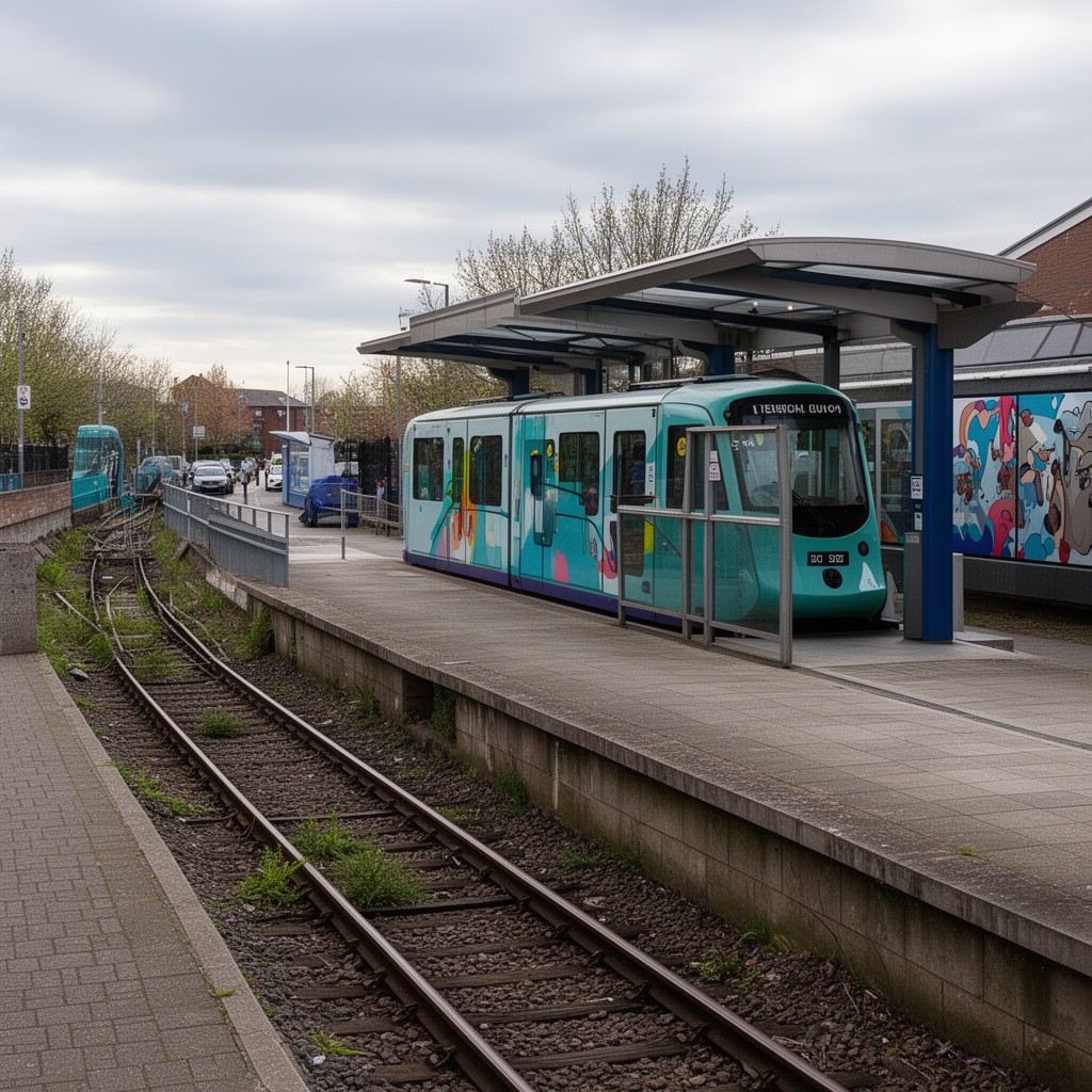 AI-generated illustration of Benchill tram stop