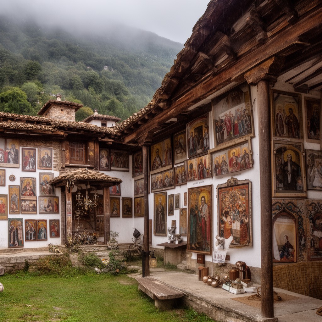 AI-generated illustration of Dochiariou Monastery