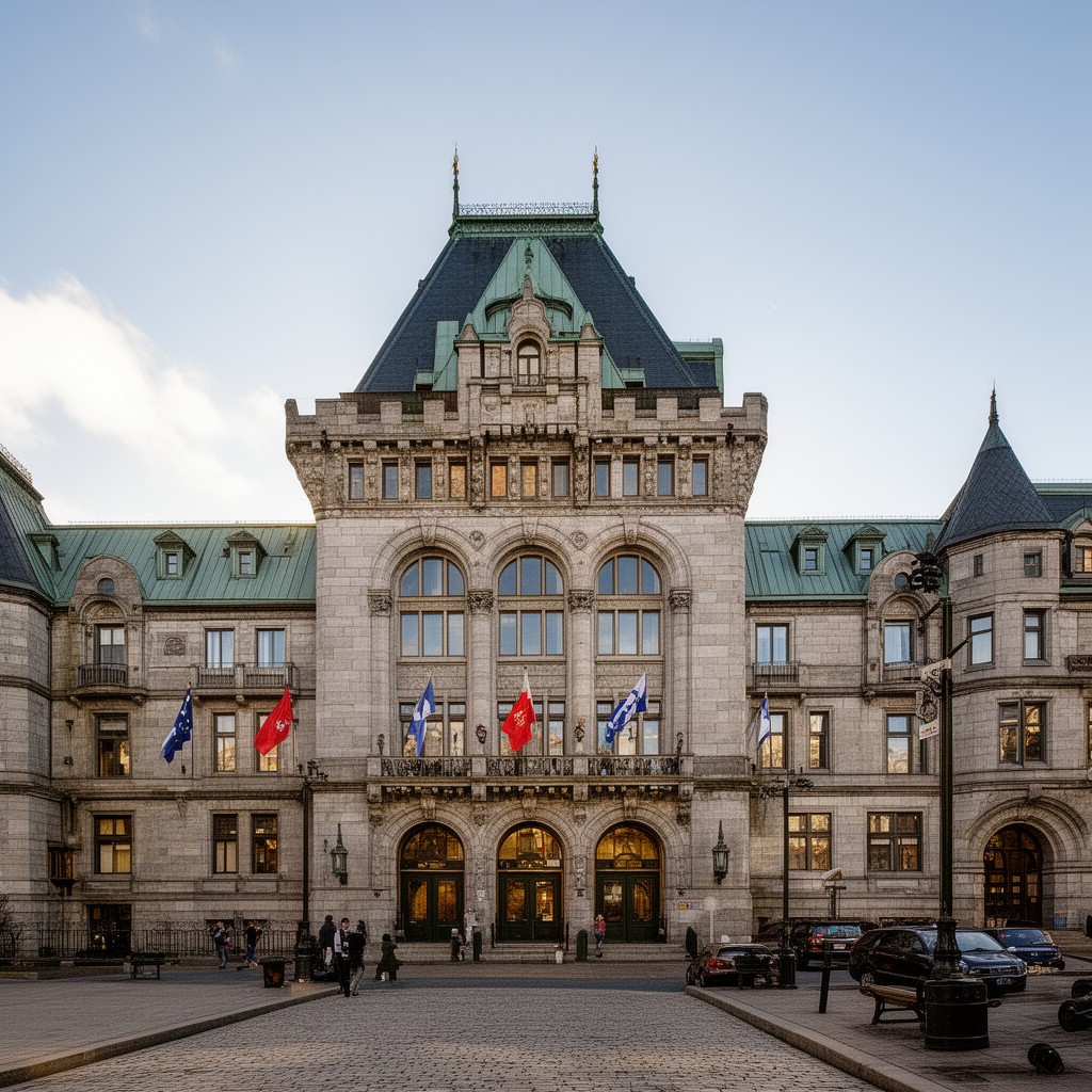 AI-generated illustration of Quebec City Hall