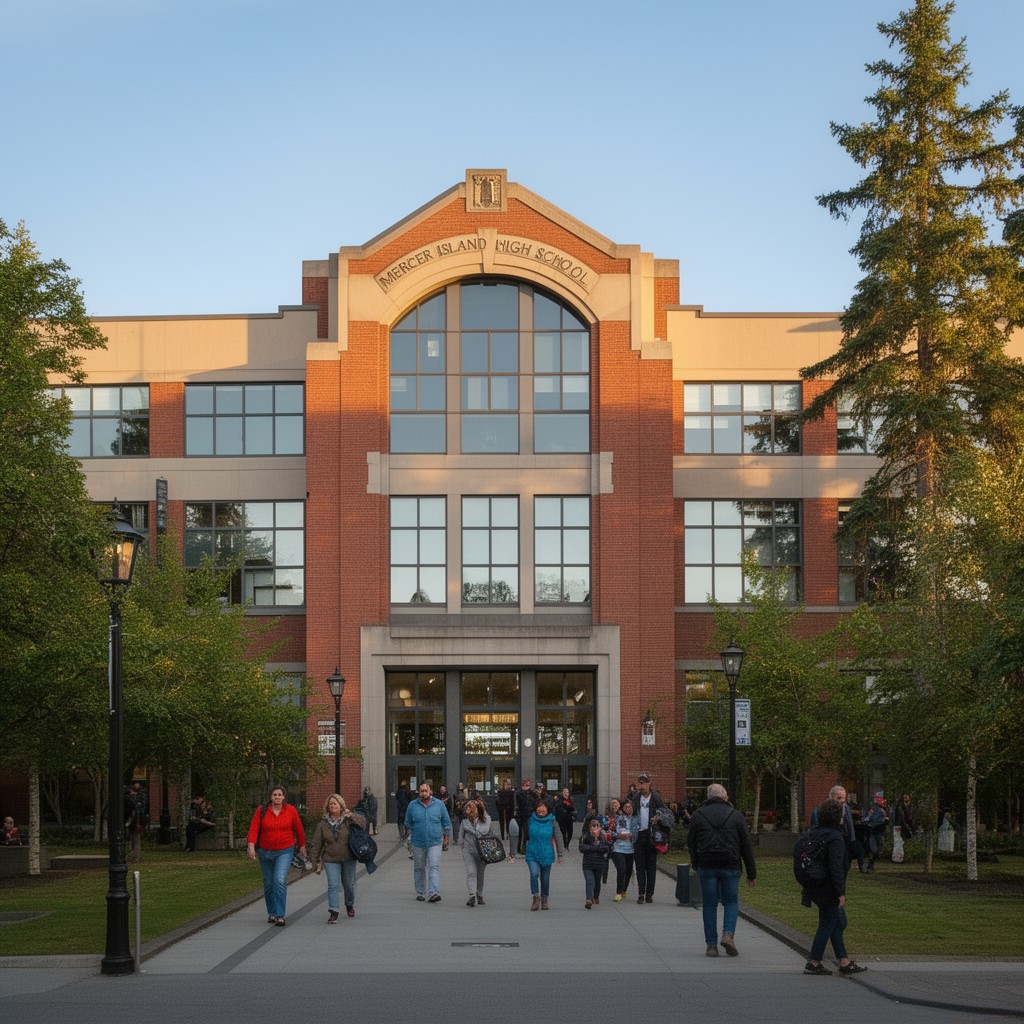 AI-generated illustration of Mercer Island High School