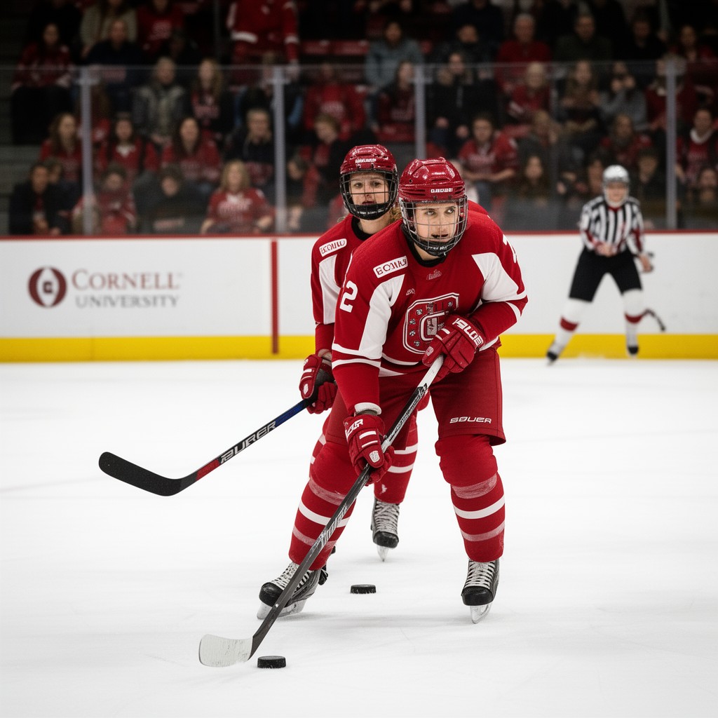 AI-generated illustration of Cornell Big Red women’s ice hockey