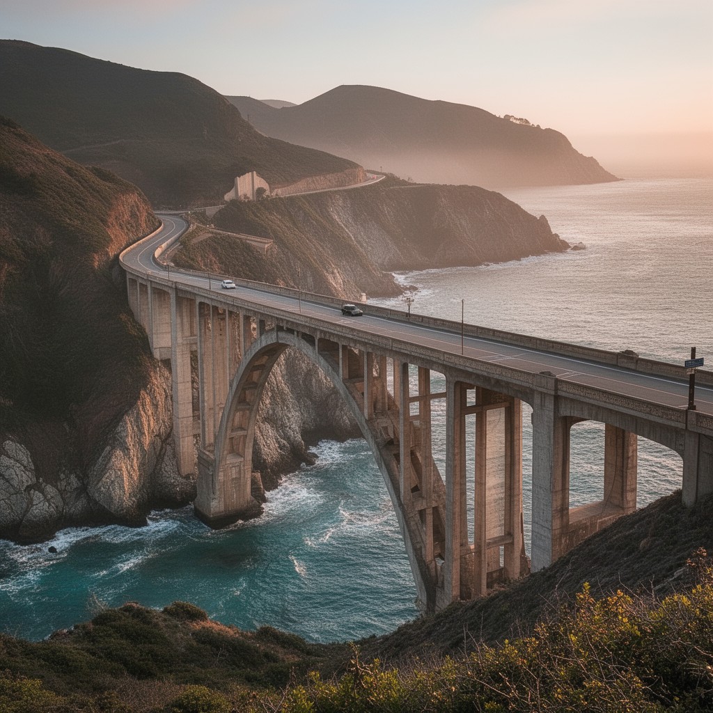 AI-generated illustration of Bixby Creek Bridge