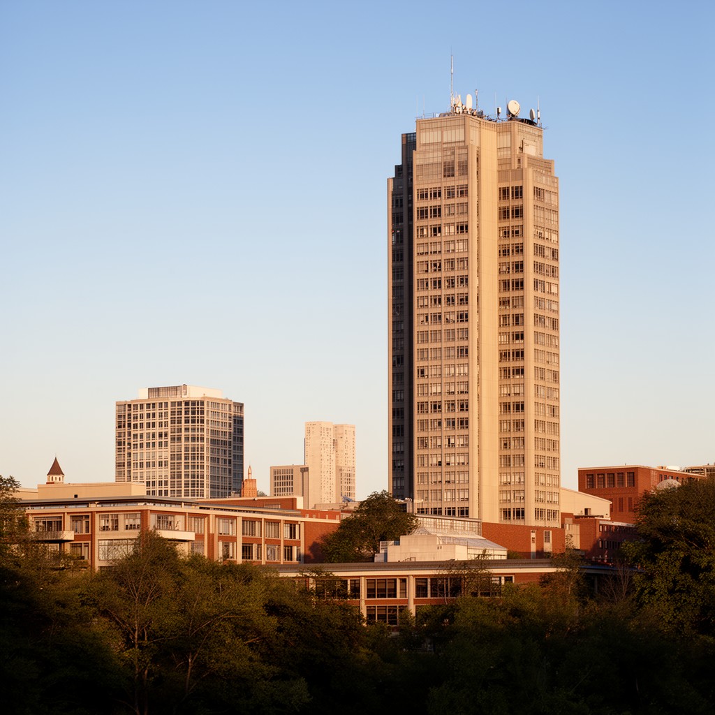 AI-generated illustration of MIT Building 54