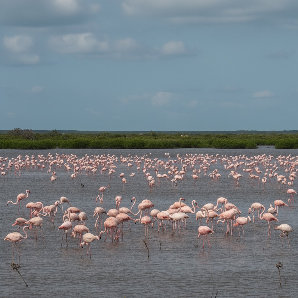 AI-generated illustration of Ría Lagartos Biosphere Reserve