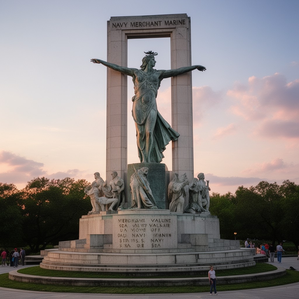 AI-generated illustration of Navy–Merchant Marine Memorial