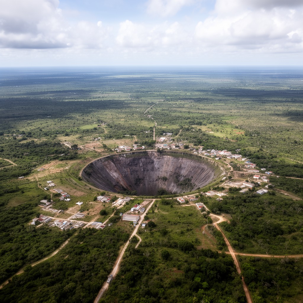 AI-generated illustration of Chicxulub impact crater