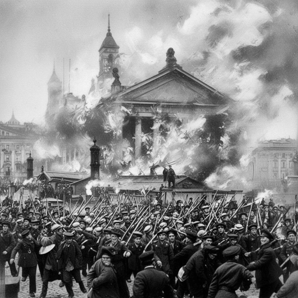 AI-generated illustration of Storming of the Winter Palace