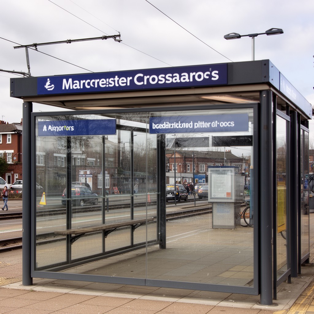 AI-generated illustration of Crossacres tram stop