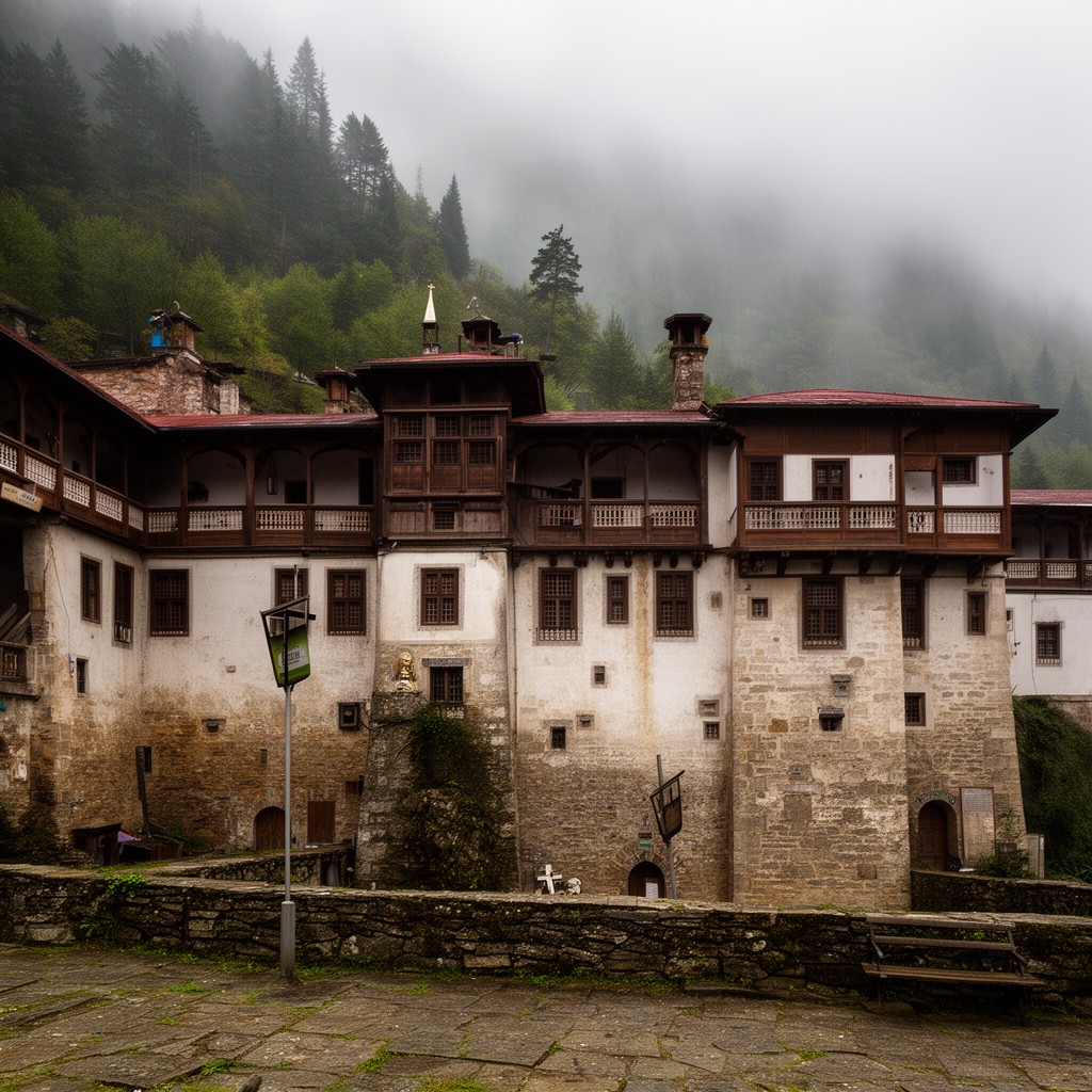 AI-generated illustration of Konstamonitou Monastery