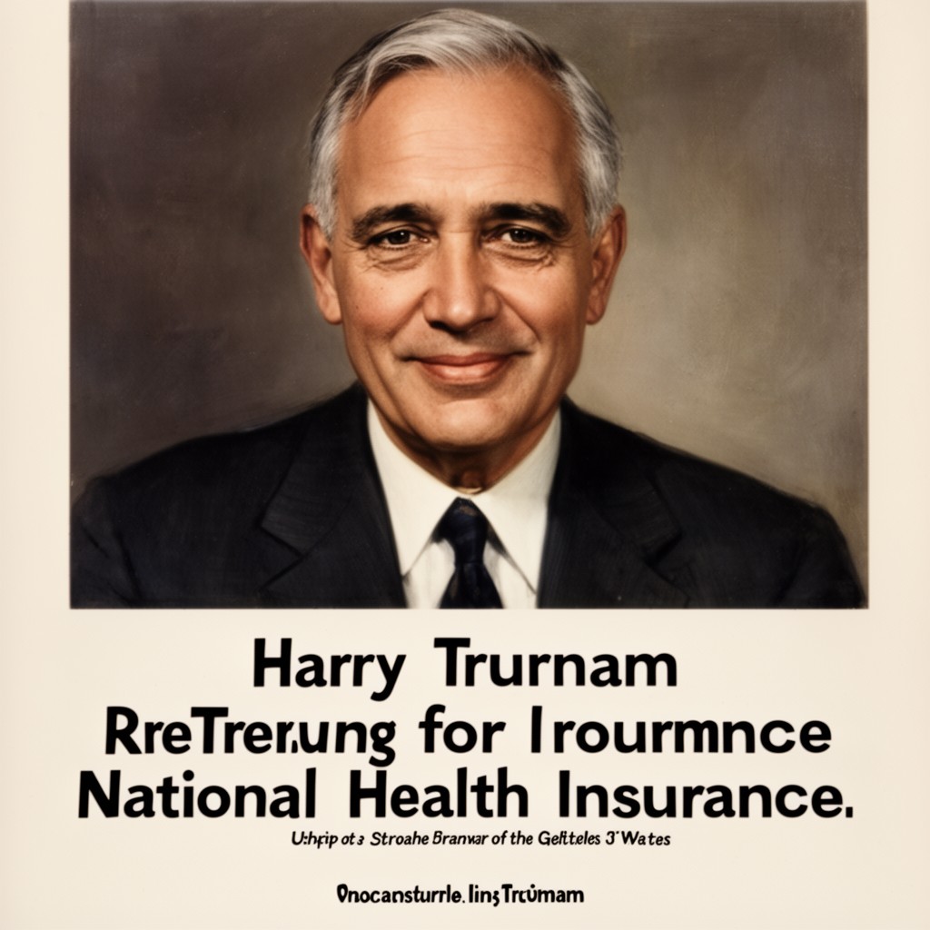 AI-generated illustration of Harry S. Truman for his advocacy of national health insurance