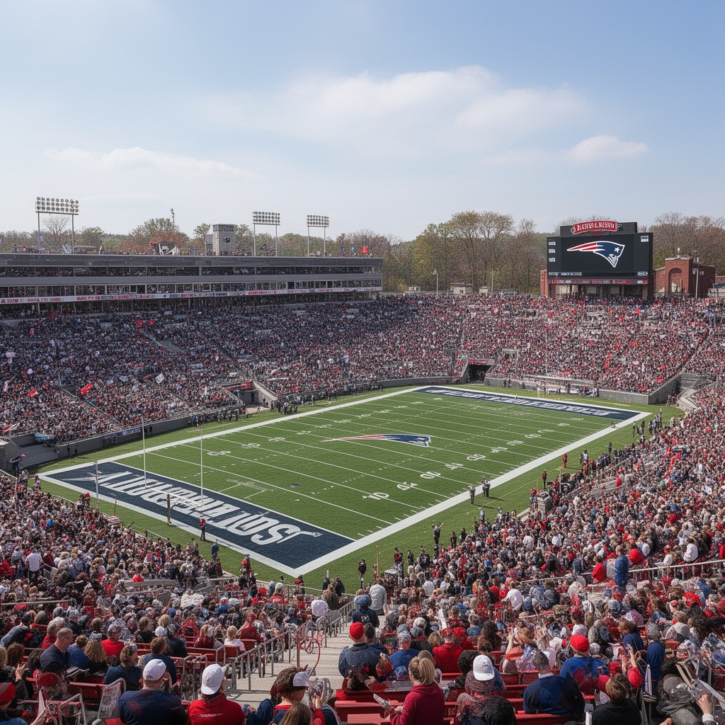 AI-generated illustration of Alumni Stadium (as primary Patriots home)