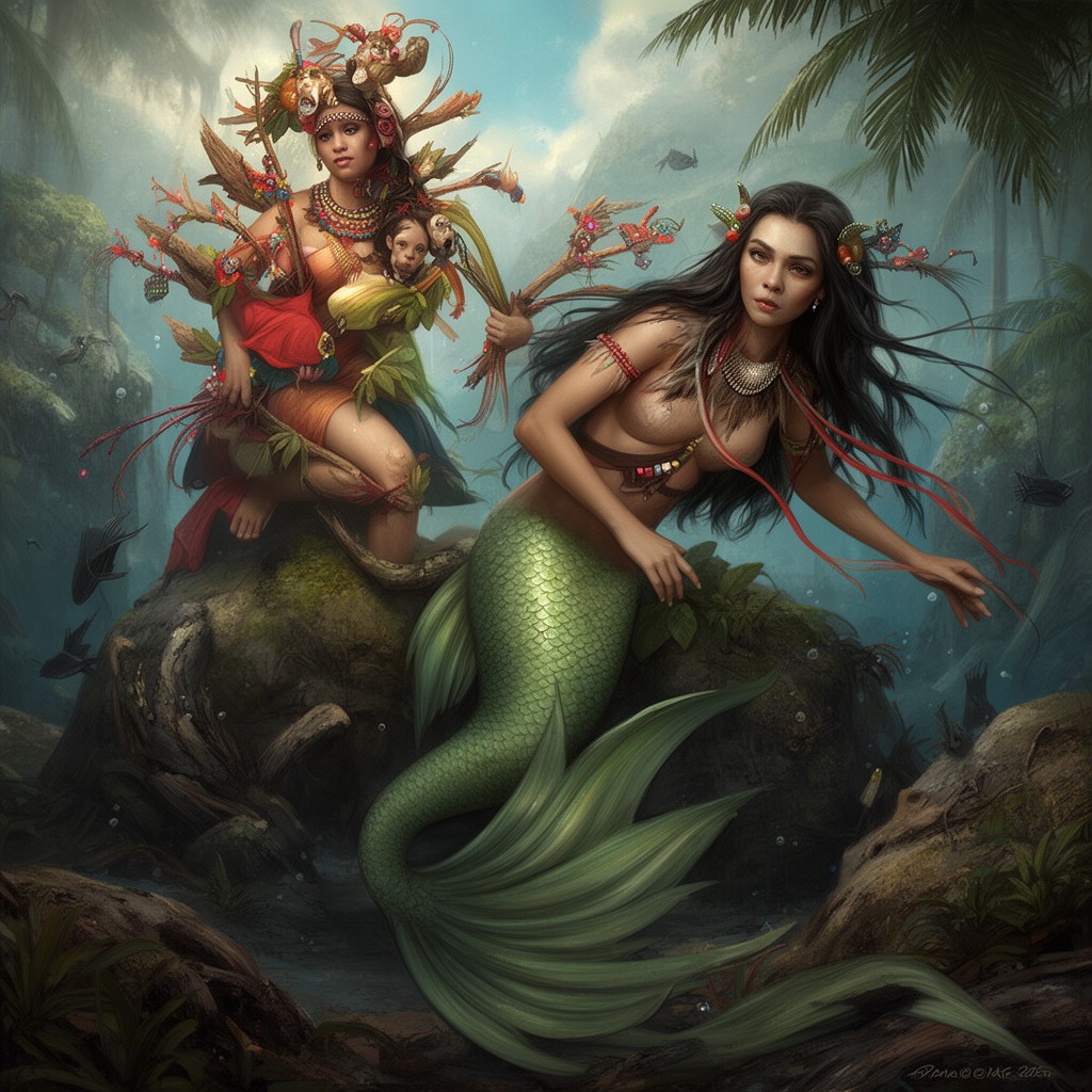 AI-generated illustration of Sirena (mermaid of Chamorro folklore)