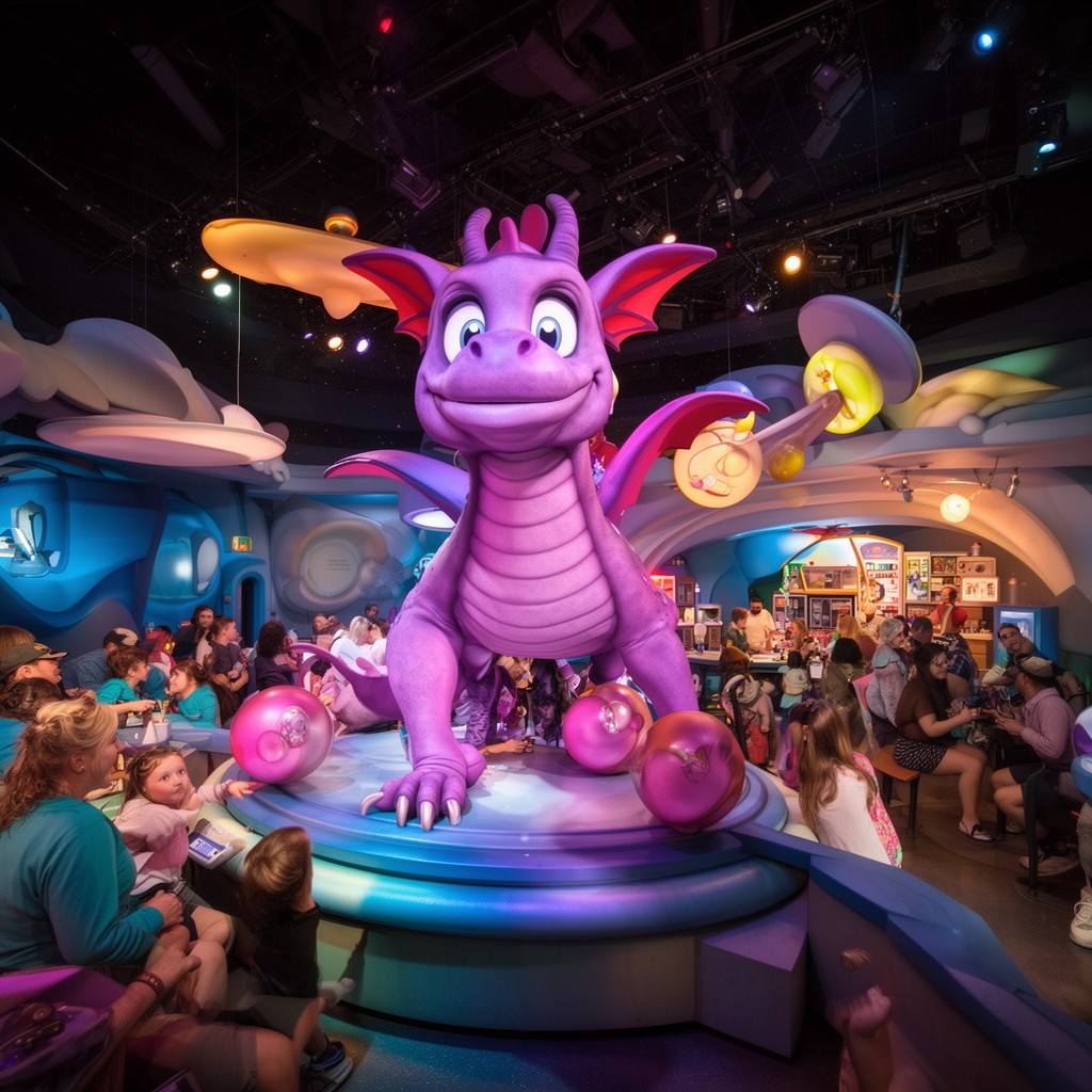AI-generated illustration of Journey Into Imagination with Figment