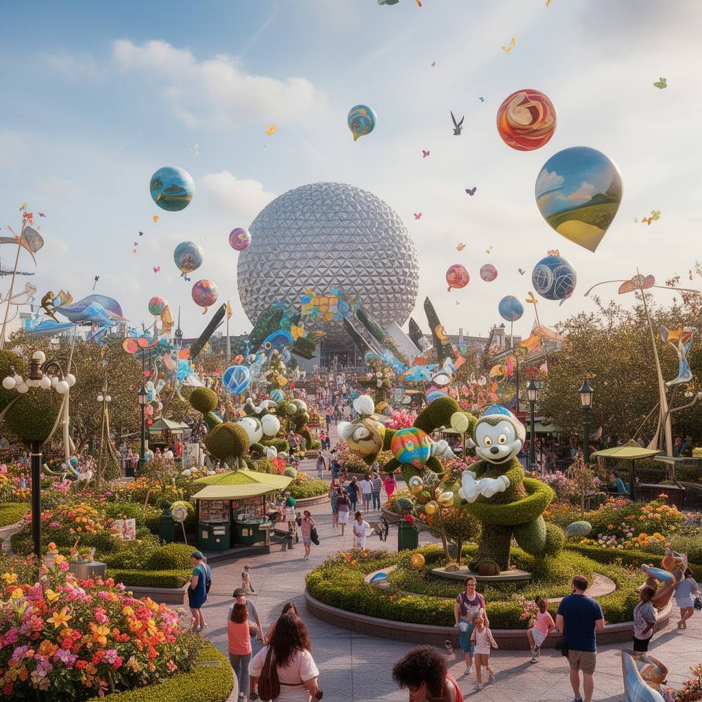 AI-generated illustration of Epcot International Flower & Garden Festival