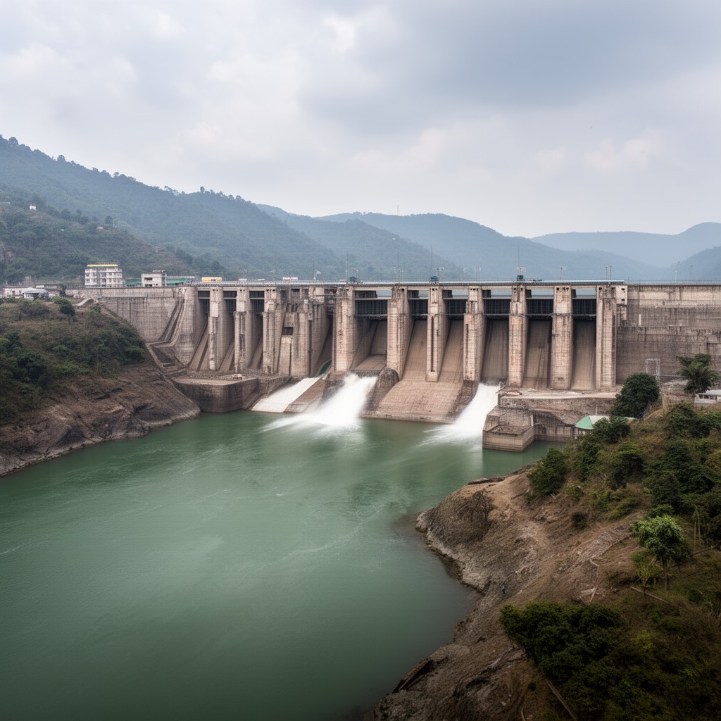 AI-generated illustration of Narmada Dam project