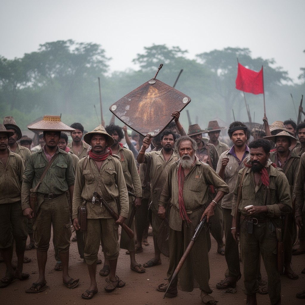 AI-generated illustration of Maoist insurgency in India