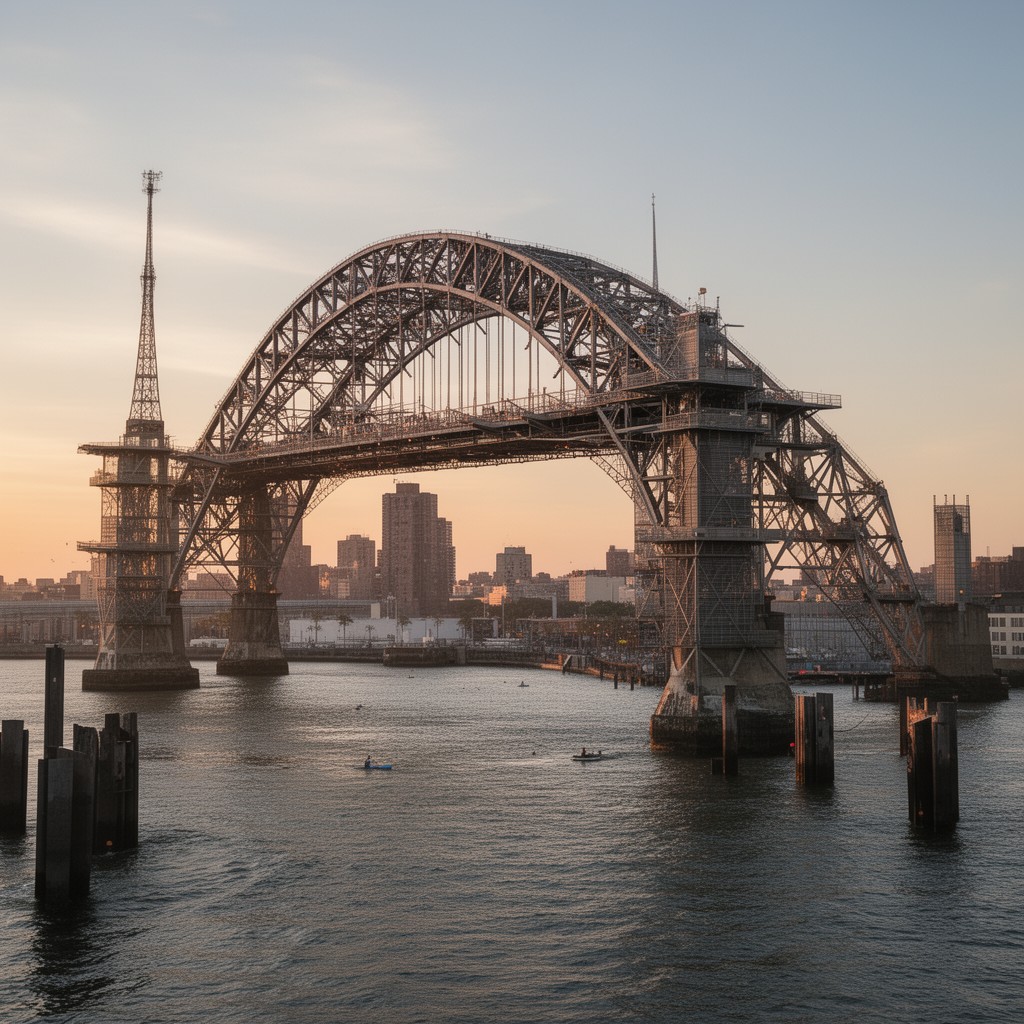 AI-generated illustration of Rikers Island Bridge