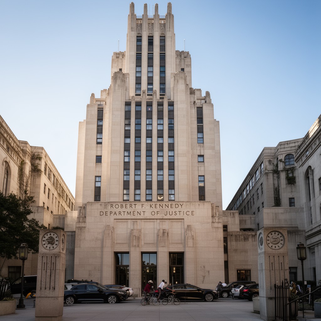 AI-generated illustration of Robert F. Kennedy Department of Justice Building