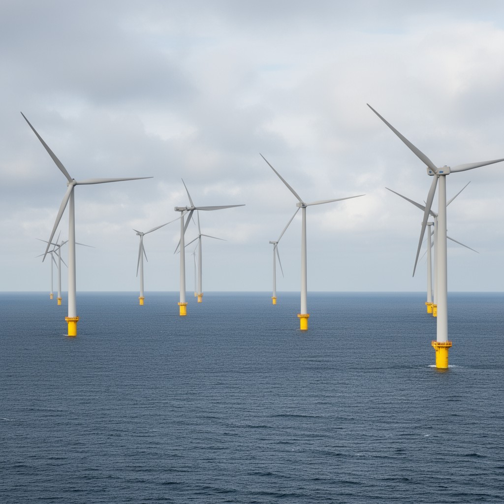 AI-generated illustration of North Hoyle Offshore Wind Farm