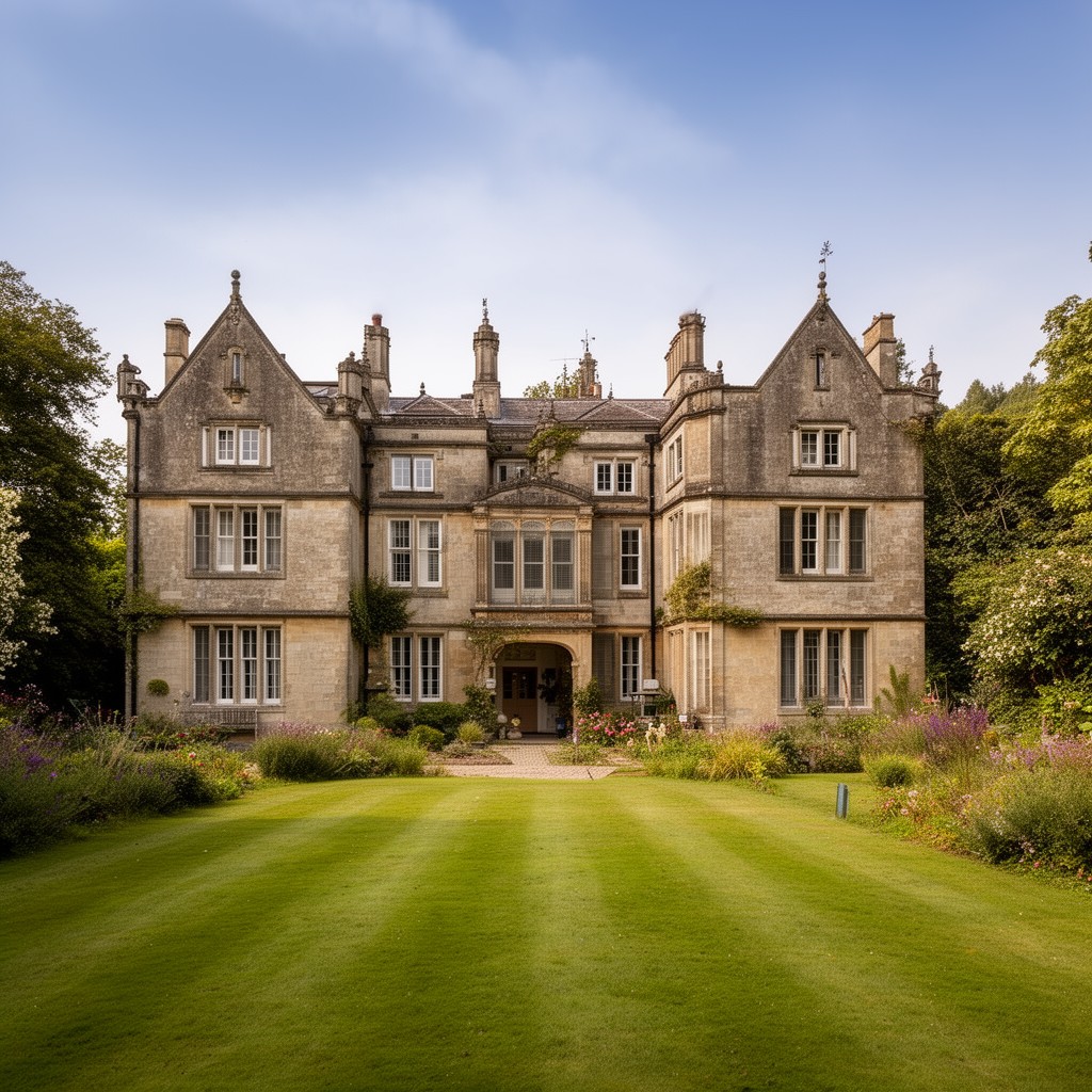 AI-generated illustration of Elston Hall, Nottinghamshire, England