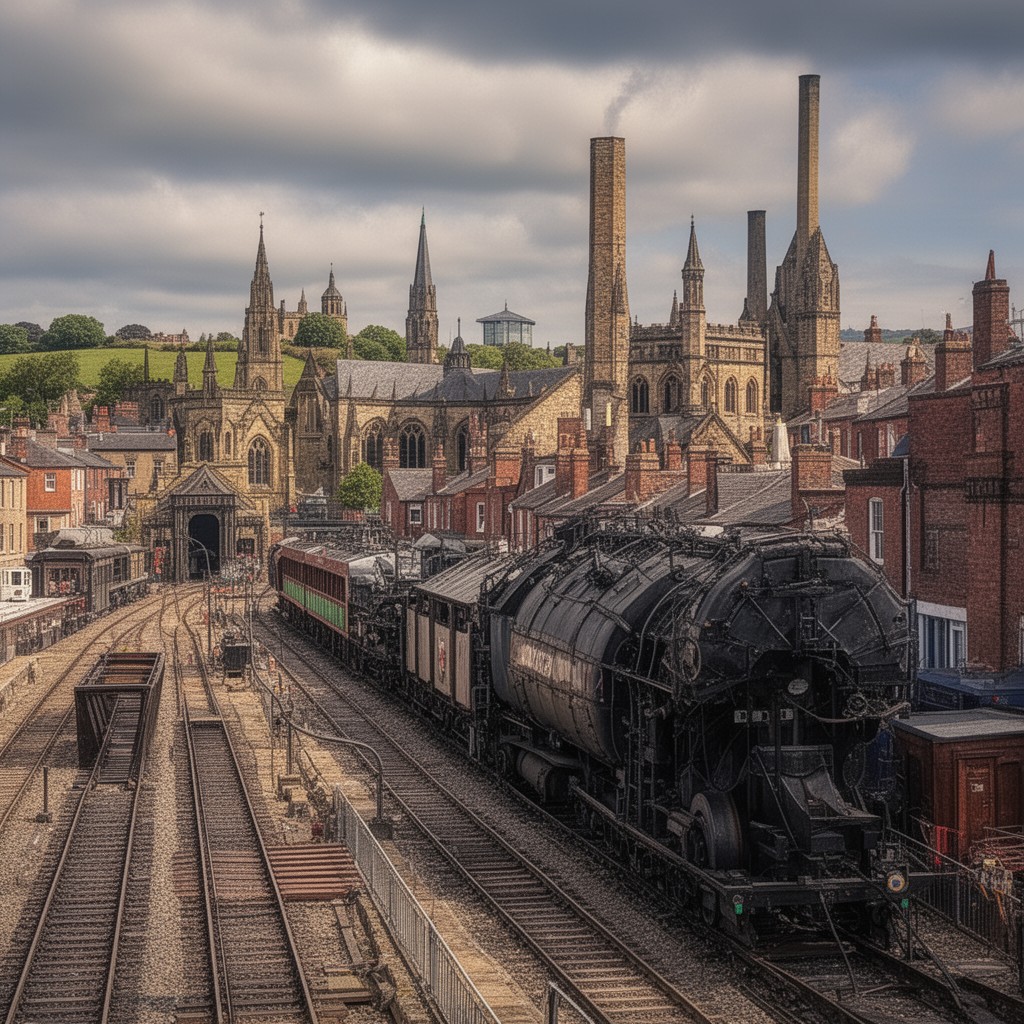 AI-generated illustration of Derby, Derbyshire, England