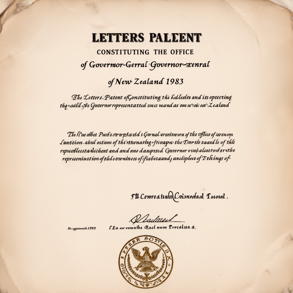 AI-generated illustration of Letters Patent Constituting the Office of Governor-General of New Zealand 1983