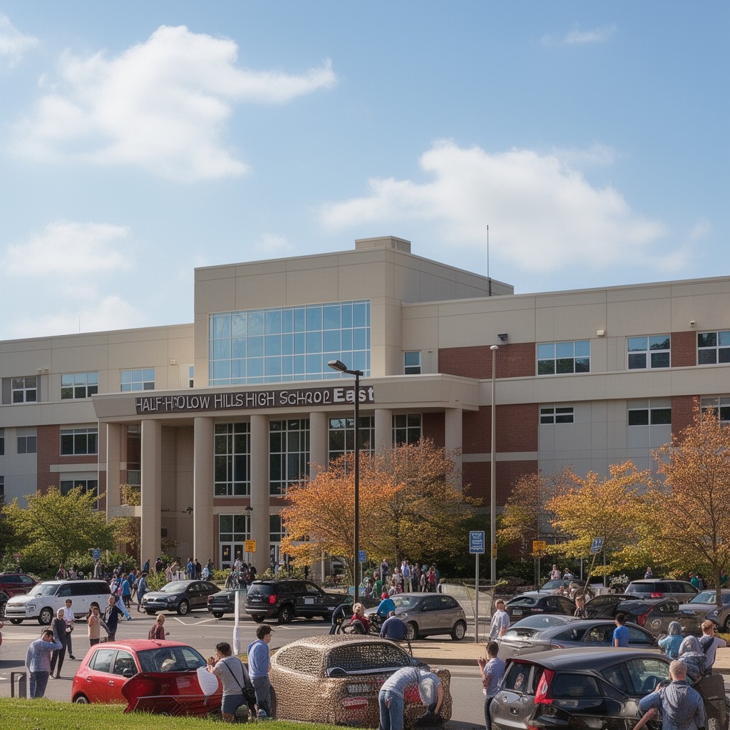 AI-generated illustration of Half Hollow Hills High School East