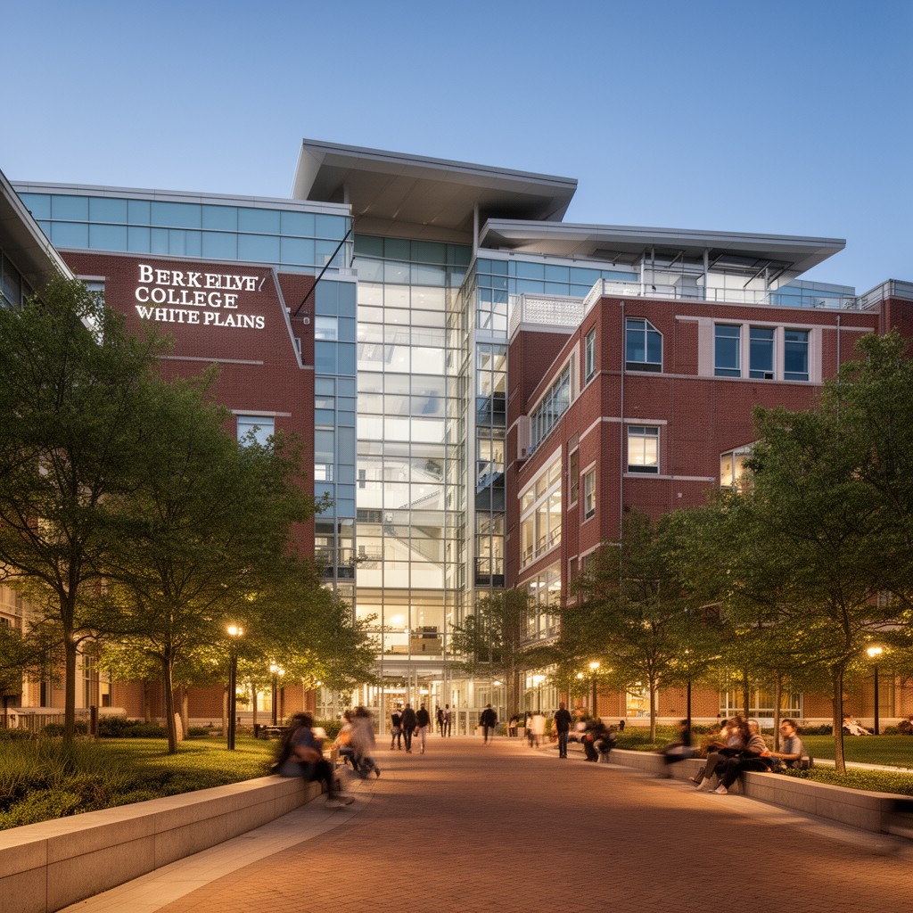 AI-generated illustration of Berkeley College White Plains campus