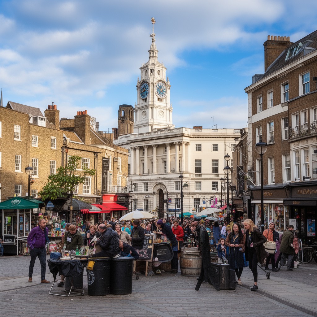AI-generated illustration of Greenwich town centre