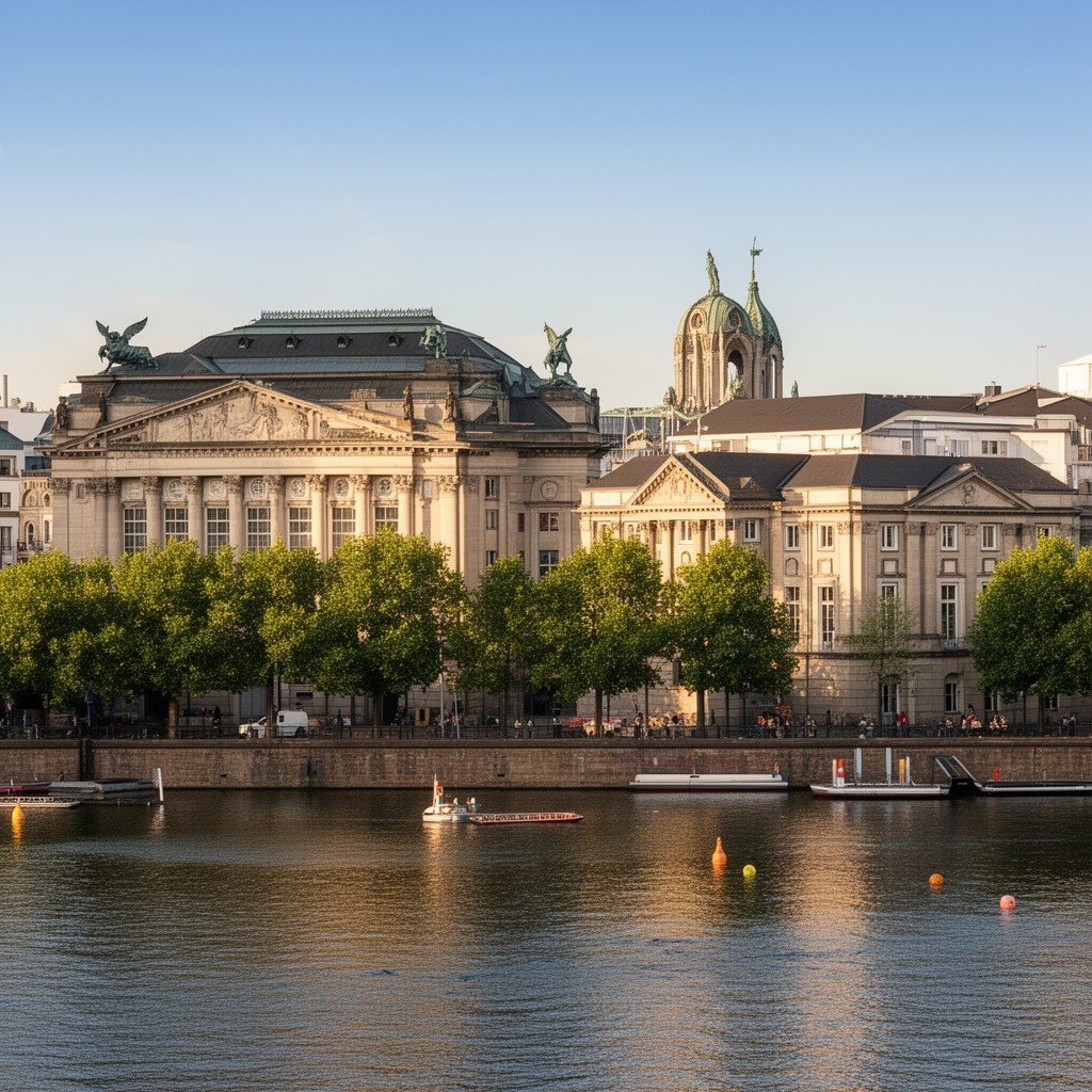 AI-generated illustration of Museumsufer Frankfurt