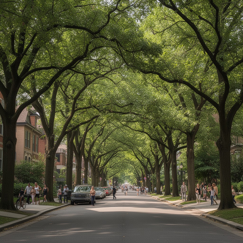 AI-generated illustration of The Parkside neighborhood parkways