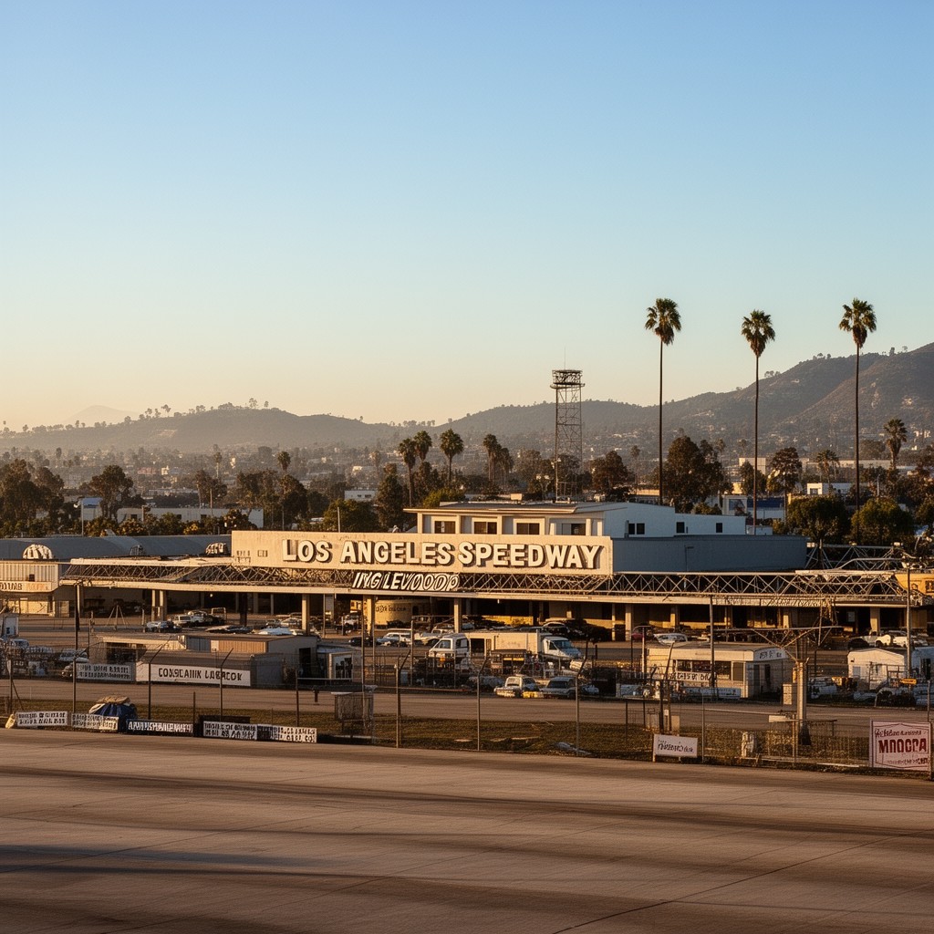 AI-generated illustration of Los Angeles Speedway (Inglewood) airfield