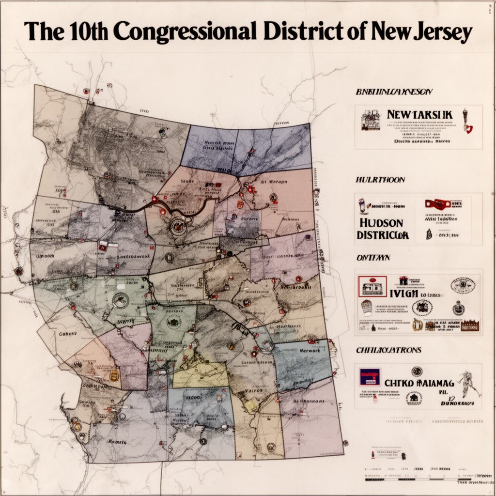 AI-generated illustration of 10th congressional district of New Jersey