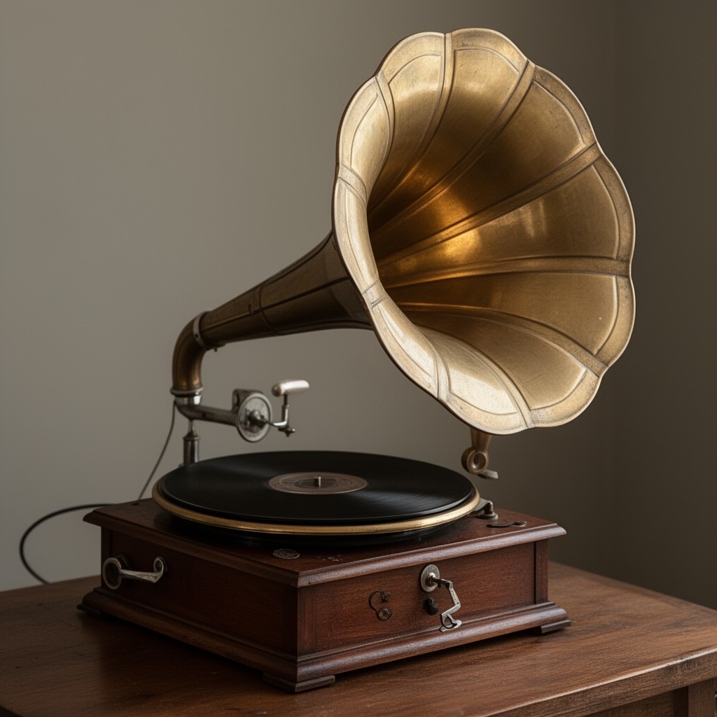 AI-generated illustration of Berliner gramophone