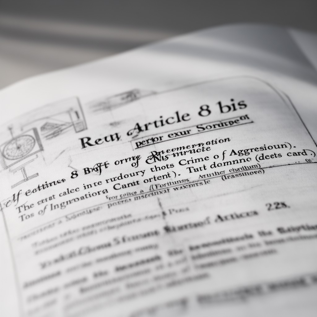 AI-generated illustration of Article 8 bis of the Rome Statute