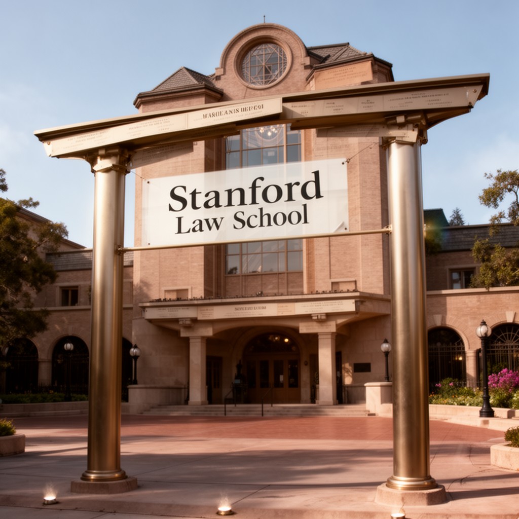 AI-generated illustration of Stanford Law School