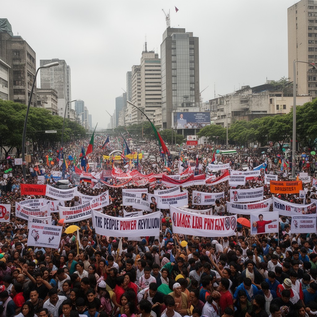 AI-generated illustration of People Power Revolution