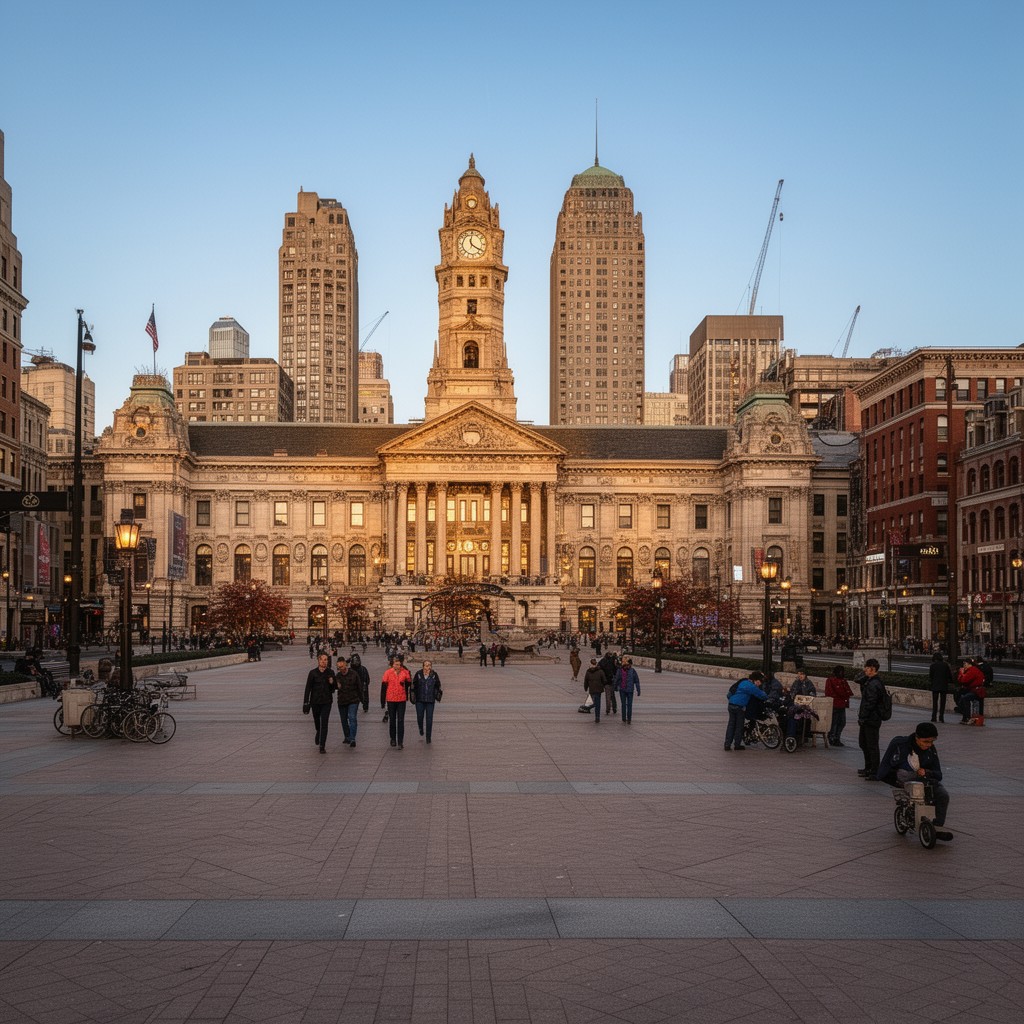 AI-generated illustration of City Hall square