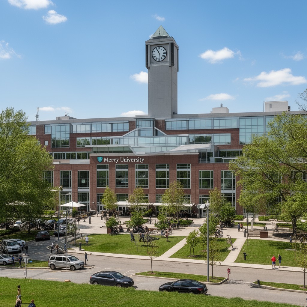 AI-generated illustration of Mercy University White Plains campus