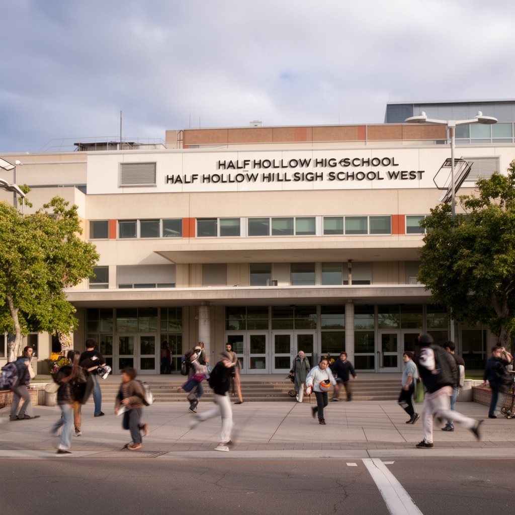 AI-generated illustration of Half Hollow Hills High School West