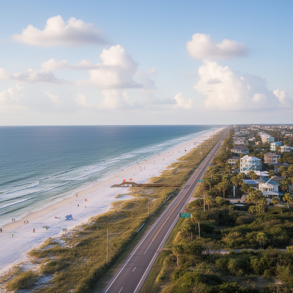 AI-generated illustration of South Walton tourist area