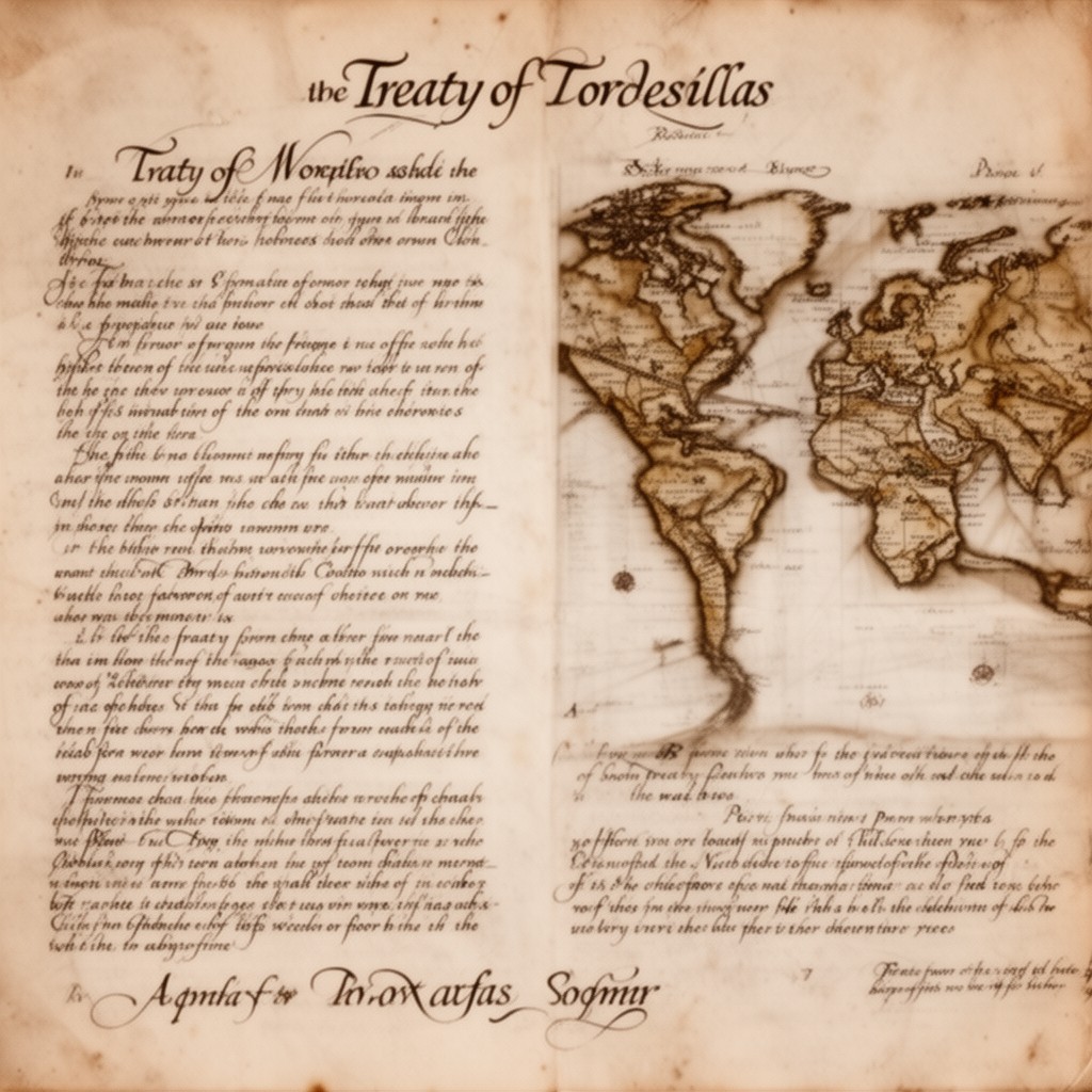 AI-generated illustration of Treaty of Tordesillas
